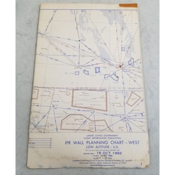IFR wall planning chart west low altitude US vintage 1992 - Picture 2 of 6